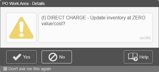 Direct Charge warning message