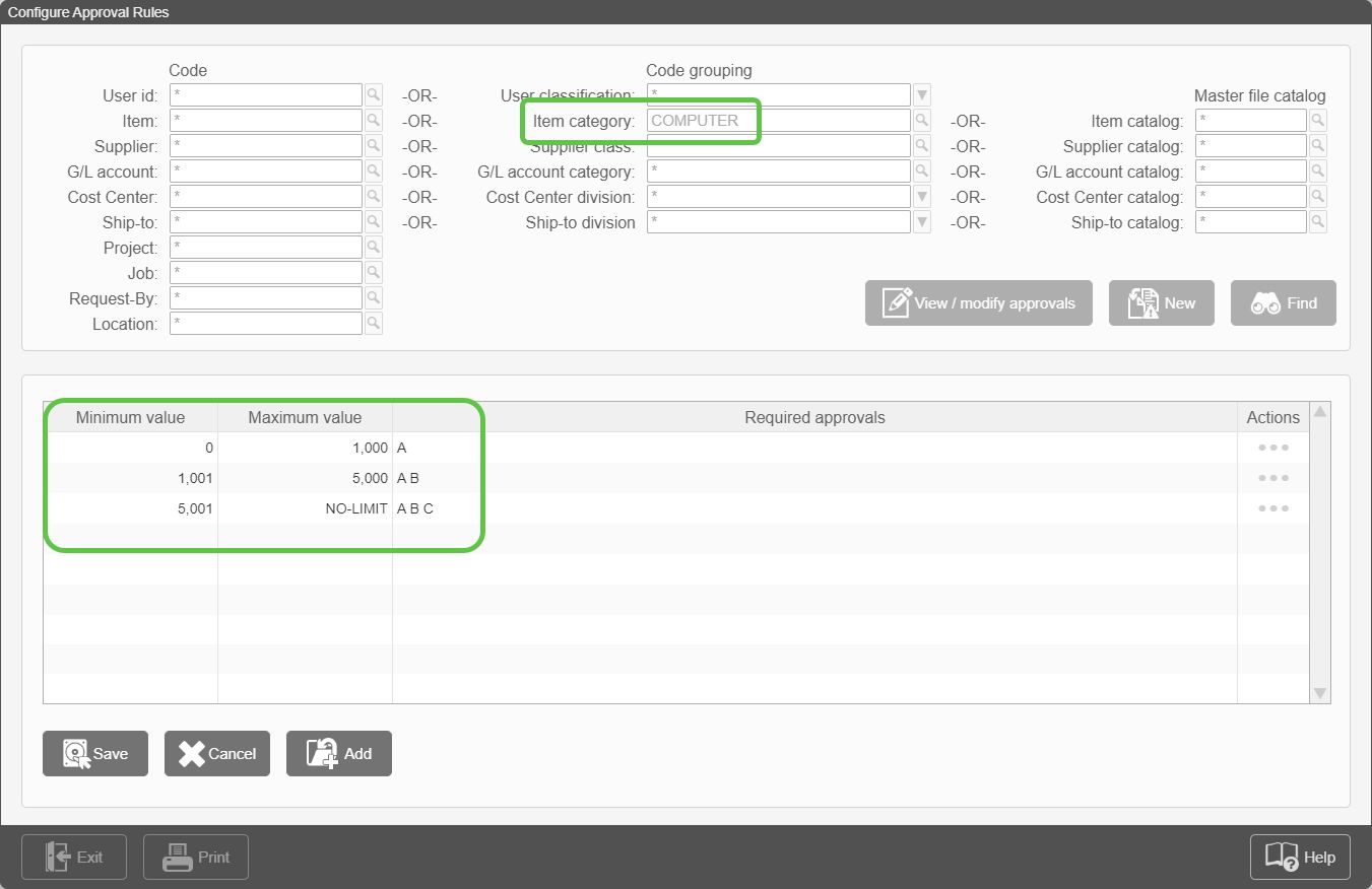 Configure Approval Rules - one field multiple dollars-2020